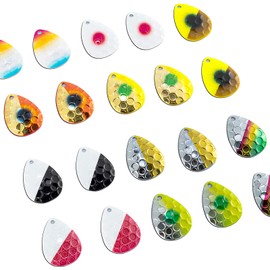 Dr.Fish Paquete de 20 cuchillas martilladas de Colorado, tamaño 3, suministros de fabricación de señuelos de colores mixtos para spinner spinnerbaits, plataforma de lucioperca, arnés de balla, señuelos de bala, trucha, salmón, lubina