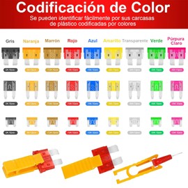306PCS Fusibles Lámina Auto de Colores Varios Amperes, Kit de Fusibles Automotriz para Coche, Barco, Camión, Caravana, Fusibles de Repuesto Estándar con Extractor de Fusibles y Probador De Circuitos