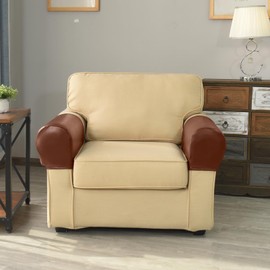 Huierxun Waterproof Armrest Covers Luxury PU Leather Stretch Arm Covers for Chairs Couch Sofa Wipeable Armchair Slipcovers for Recliner Sofa 2pcs, Orange