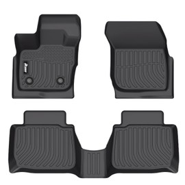 IKON MOTORSPORTS 3D TPE Floor Mats, Compatible with 2017-2020 Ford Fusion & Lincoln MKZ, All Weather Waterproof Non-Slip Floor Liners, Front & 2nd Row Full Set Car Interior Accessories, Black 3PCS