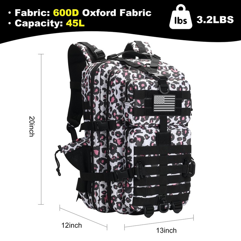 Hannibal Tactical 45L MOLLE Assault Backpack, Tactical Backpack Military Army