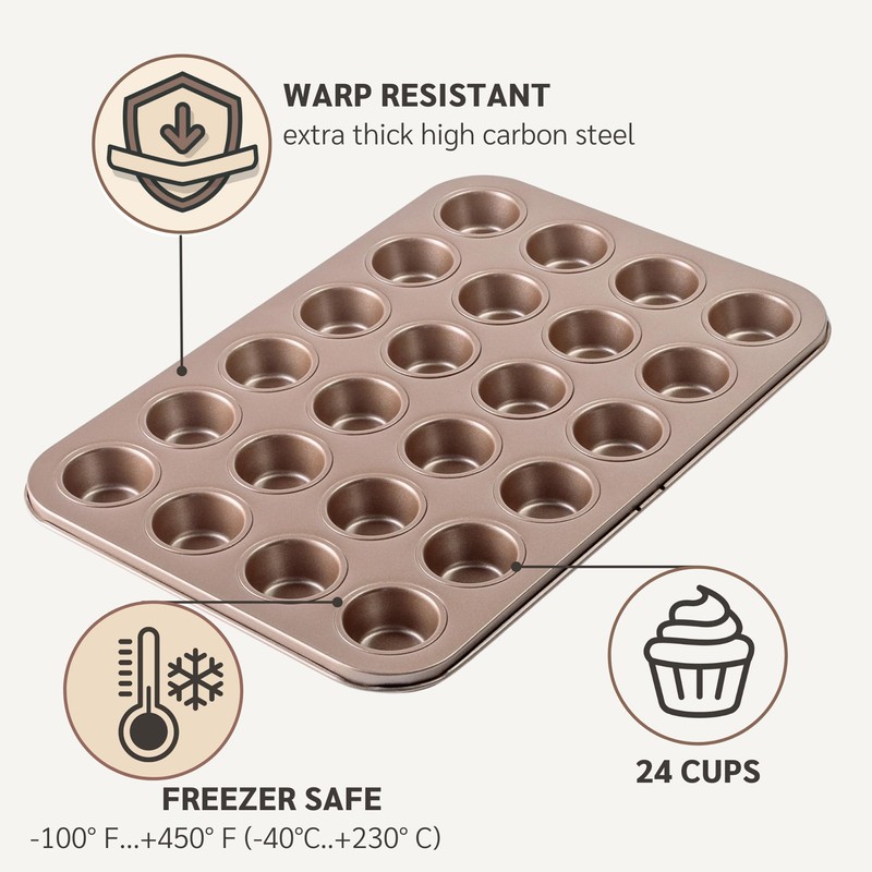 HAPPIELS Non Toxic Nonstick 24 Cup Mini Muffin Pan |
