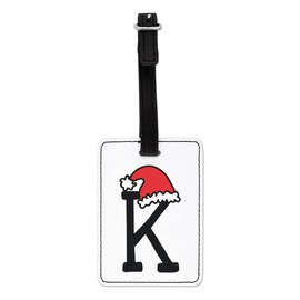 Gift Base Letter K Christmas Hat Visual Luggage Tag with Black Strap