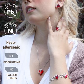 Necklaces for Women, Infinity Love Birthstone Heart Pendant with Ruby Garnet Red Crystal for January July, Birthday Jewelry Gifts for Her, Mom, and Wife, Silver Plated, 18" + 2" Adjustable Chain