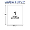 Avery Matte White Sticker Project Paper, Removable Rectangle Labels, 8.5"