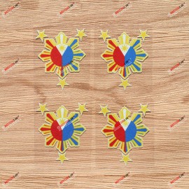 Eight-ray Sun Stars Philippines Flag Filipino Vinyl Decal Sticker - 4 Pack Reflective, 2 Inches - for Car Boat Laptop Cup Phone