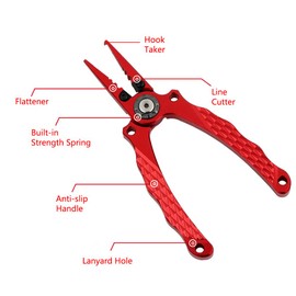 Multifunctional Hook Remover Pliers Aluminium with Lanyard & Protective Case, Fishing Fishing Pliers Fishing Pliers Scissors, Rust Resistant, Hook Remover Line Cutter [Silver]