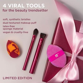 Real Techniques Merry Must Haves Juego Brochas Esponjas Base Mejillas Polvo Relleno Medias Regalo Ella Última Intervensión Crueldad Vegano