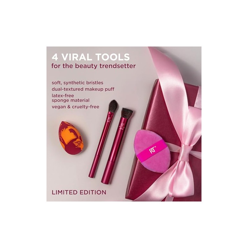 Real Techniques Merry Must Haves Juego Brochas Esponjas Base Mejillas