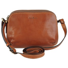 Gianni Conti Gea Made In Italy Italian Womens Small Italian Leather Classic 3 Section Shoulder Handbag 916315 (Tan)