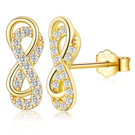 EPIRORA Sterling Silver Earrings for Women,S925 Silver Stud Earrings,Cubic Zirconia Infinity Small Studs Earrings,Christmas Birthday Gifts for Wife Mum Mother's Day Valentine’s Day