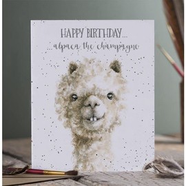 Wrendale Designs Alpaca The Champagne Birthday Card