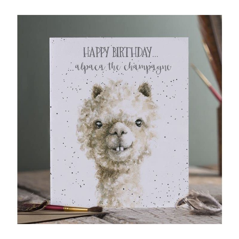 Wrendale Designs Alpaca The Champagne Birthday Card