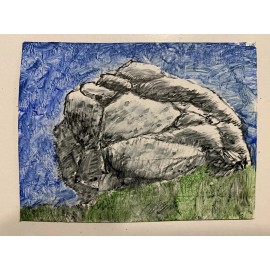 Alex Mac Shop Original ACEO Drawing Stone Rock Landscape Nature Design Artwork Card