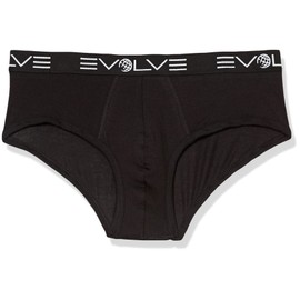 Evolve Men's Cotton Stretch 3 Pack No Show Brief, Black, Small