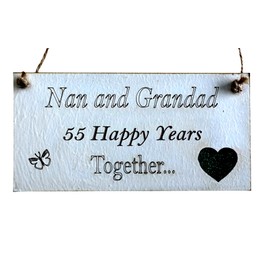Nan and Grandad Grandparents Anniversary Gift Plaque Gift 55 Years 55th Emerald Wedding
