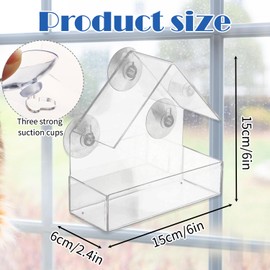 Window Bird Feeder – Clear Acrylic Bird Feeder with Suction Cups for Birdwatching, Easy to Install, and Refill, Perfect for Backyard or Apartment