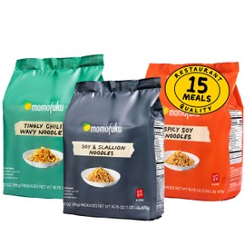 Momofuku Ramen Noodle Variety Pack by David Chang, 15 Meals (Pack of 3) Air-Dried Vegan Instant Noodles with Sauce