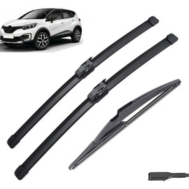 Limpiaparabrisas Juego de escobillas limpiaparabrisas delanteras y traseras for Renault Captur Kaptur 2020 2019 2018 2017 2016 26 "16" 12 3 uds. para uso en todas las estaciones