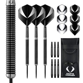 Designa Darts Corner Warfare Darts | Steel Tip Darts Set | 80% Tungsten Barrels | Black Ring, M1 24g (D0612)