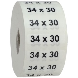34 x 30 Men's Pants Clothing Size Strip Labels 1.25 x 5 125 Total Stickers