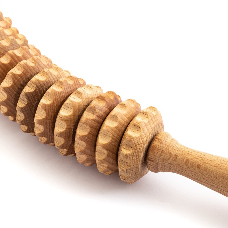 Ribnican Accessories Anti Cellulite Massage Roller with Handle Maderotherapy Wooden