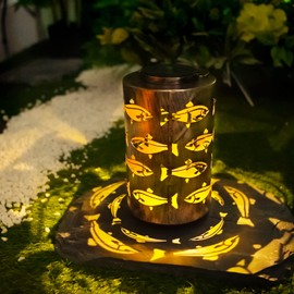 HONGLAND Solar Hanging Lanterns Outdoor, Waterproof Hollowed-Out Fish Design with Warm White LED, Auto On/Off Solar Lantern for Garden, Patio, Porch Decor