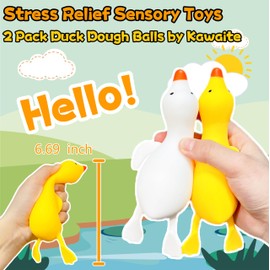 Stretchy Stress Relief Balls (Set of 2) Duck Squeeze Ball Squishy Fidget Toys for Kids and Adults | Anxiety Relief Animal Dough Balls for Boys, Girls | Squishy Stress Balls Squish Toys
