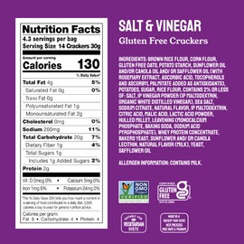 Milton's Gluten Free Crackers, Salt & Vinegar - Non-GMO Project Verified, Kosher, Certified Gluten Free Snack, 5 Grains In Every Bite - 4.5 Oz, Pack of 3
