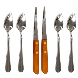 Chef Craft Set of 4 Grapefruit Spoons and 2 Grapefruit Knife Stainless Steel