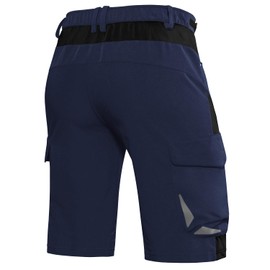 Cycorld MTB Men’s Cycling Shorts - Quick-Drying MTB Shorts - Men’s Mountain Bike Shorts - Baggy Bike Shorts / Breathable Cycling Shorts with Adjustable Velcro Fasteners. (Neus Mtb Shorts) - Navy blue without pad, size: l