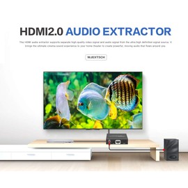 weJupit HDMI Audio Extractor 4K 60Hz HDR Converter with ARC HDCP 2.2 1.4, HDMI 2.0 Video + SPDIF Audio + Coaxial Audio + R/L Stereo Audio, 3D Video, Plug & Play