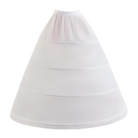 YULUOSHA Women's Petticoat 4 Hoops A-Line Underskirt Crinoline Floor Length Wedding Ball Gown Skirt Slip Wedding Dress Petticoats (DE/NL/SE/PL, Alphanumeric, One Size, Regular, White)