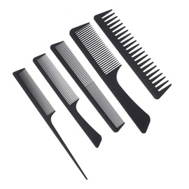 WOONEKY Portable Carbon Fiber Hair Brush Set Pcs Comb Fine Wide Tooth Salon Comb for Travel Daily Use