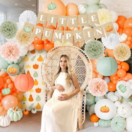 Kriyokiaa yellow green little pumpkin baby shower decorations