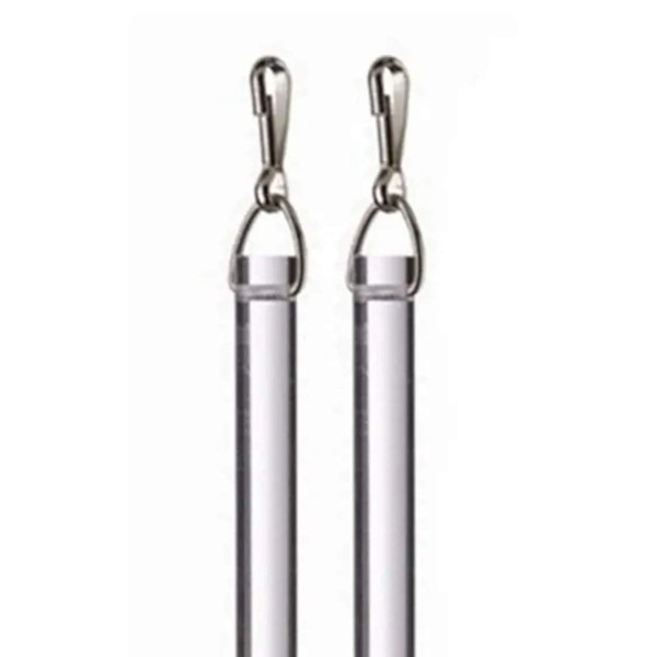 Shade Doctor of Maine 24" Heavy Duty Clear Acrylic Drapery Baton Curtain Wands 1/2" Thick with Stainless Steel Snap Hooks (2-Pack)