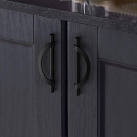 FILTA 10 Pack 3.75 Inch(96mm) Hole Centers Matte Black Cabinet Pulls,Stylish Kitchen Cabinet Handles Zinc Alloy Gold Cabinet Hardware for Cabinets Cupboard Handles Drawer Pulls