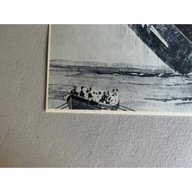RMS LUSITANIA SINKING, BEAUTIFUL REPRINT DRAWING, 8.5 X 11