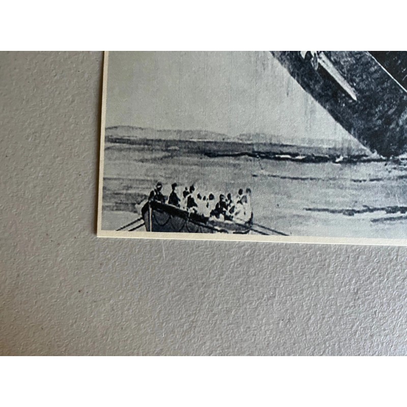 RMS LUSITANIA SINKING, BEAUTIFUL REPRINT DRAWING, 8.5 X 11