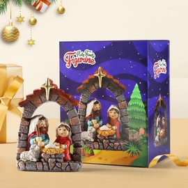 Magicsculp Nativity Set - Collectible Holy Family Figurines with New Born Jesus in Manger, Religious Gifts Indoor Decoration for Christmas Nativity Tabletop Scene Decoration, 4.13 inch