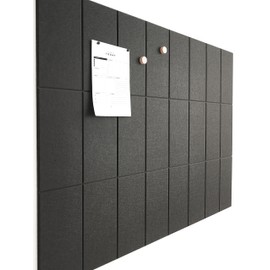 VIVELDA Large Cork Board for Office - Pack of 24 - Black Felt Board Alternative - Felt Bulletin Board Tiles for Office Wall Decor, Push pin Board Wall Organizer for Office (Black)