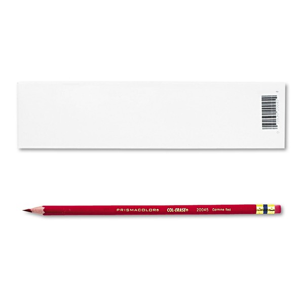 Prismacolor 20045 Col-Erase Pencil W/Eraser Carmine Red Lead/Barrel Dozen