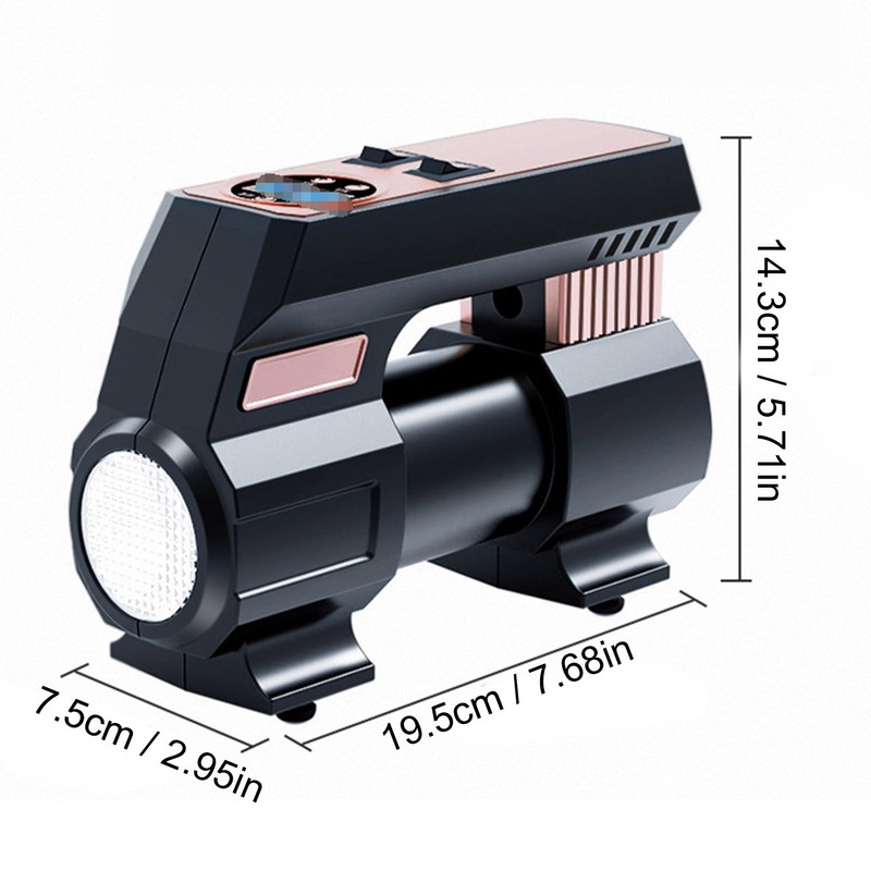 Portable Auto Air Pump Compressor Tire Inflating Tool with 3