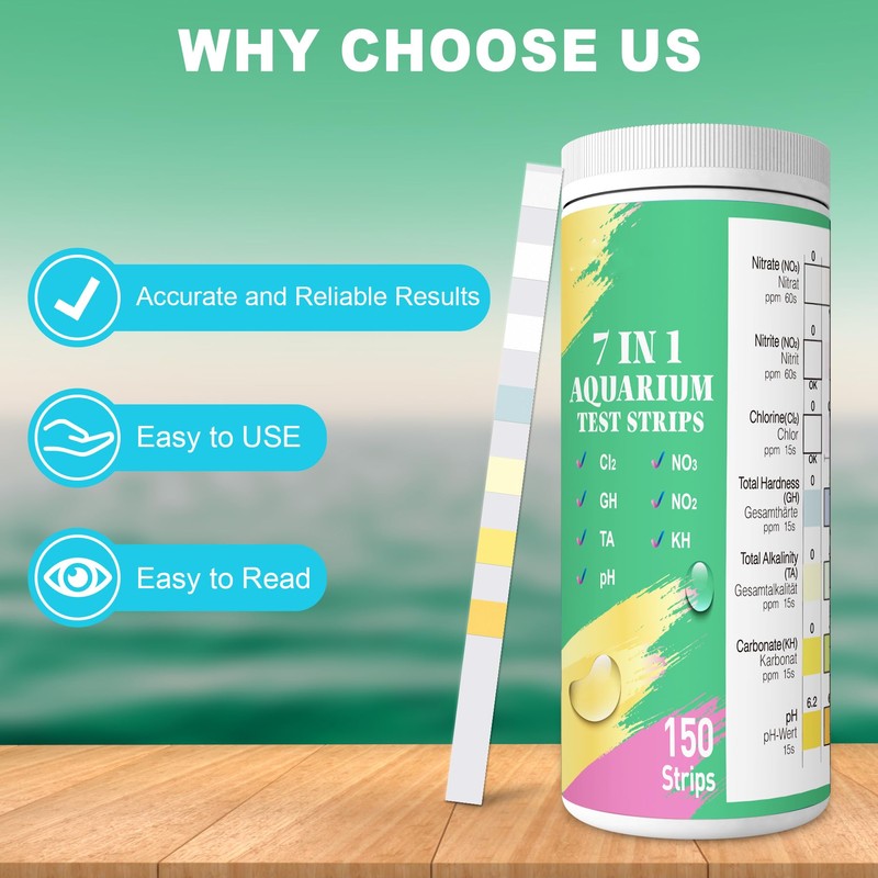 Joygain Aquarium Water Test Kit 150 Strips: 7 IN 1