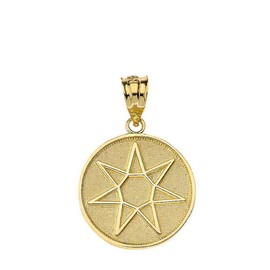 Solid 10k Gold Septagram 7 Pointed Fairy Star Heptagram Charm Amulet Pendant