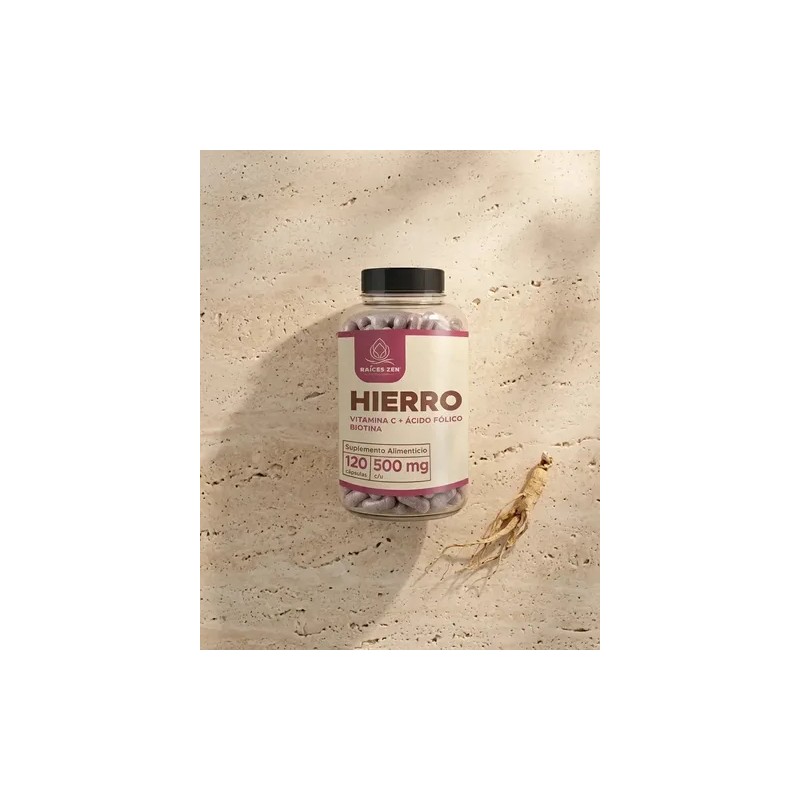 Hierro Vitamina Ácido Fólico Biotina Raíces Zen 120 Caps Sabor