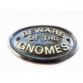 Artisan BEWARE OF THE GNOMES HOUSE/GARDEN WALL PLAQUE (Black)