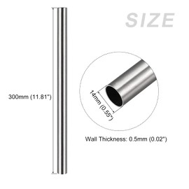 METALLIXITY 304 Stainless Steel Tubing (14mm OD x 0.5mm T x 300mm Length) Straight Tube for Home Furniture and Machinery
