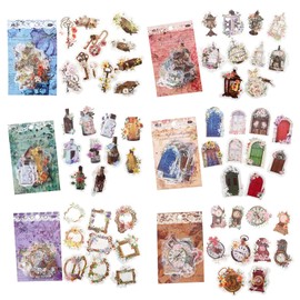 180 PCS Vintage Scrapbook Stickers Scrapbooking Aesthetic Sticker Set Clock Key Door Bottle Series Retro DIY Sticker for Bullet Journal Art Scrapbooking Diary Card Craft Album Notebook Stationery