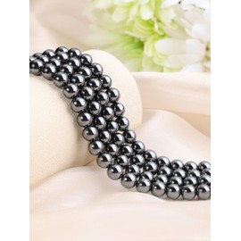 CrystalTears 8mm Hematitie Crystal Stone Beads for Jewelry Making 96pcs Hematite Round Loose Gemstone Beaded for DIY Bracelet Necklace Earrings Crafting Gifts for Men Women